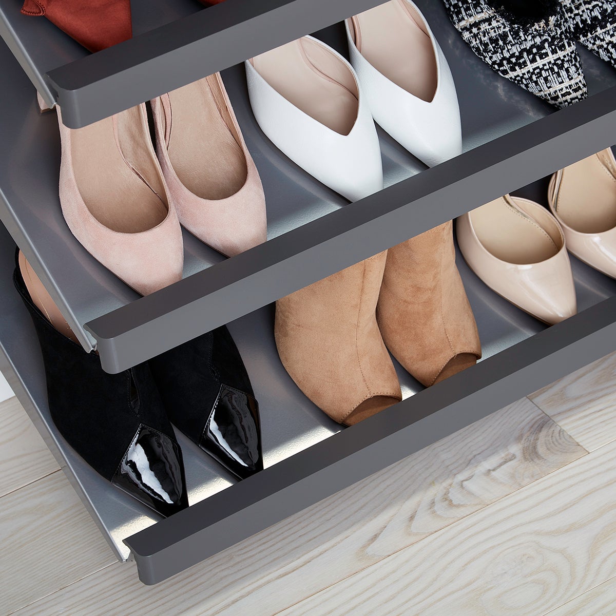 Elfa Décor 8' Grey & Platinum ReachIn Closet The Container Store